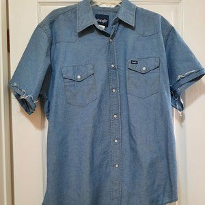 Wrangler Blue Denim Short Sleeve Shirt